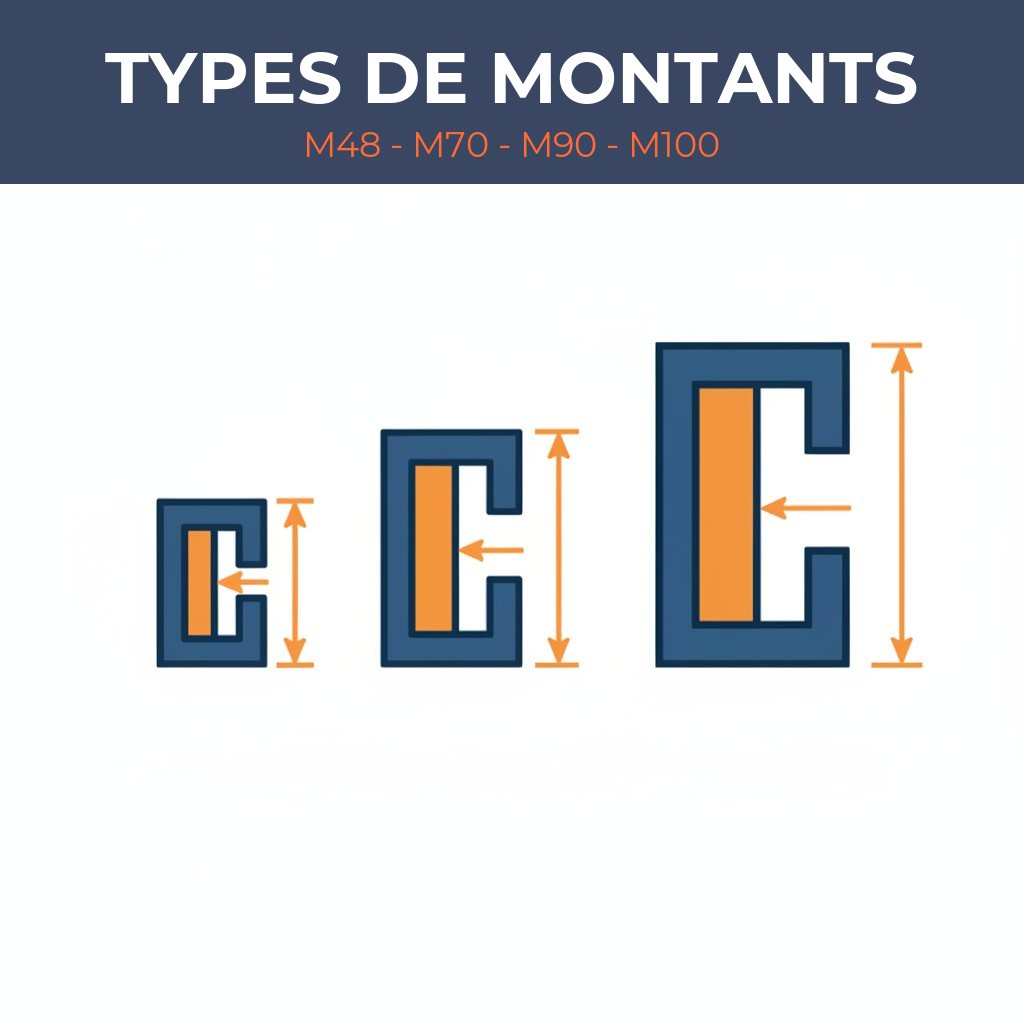 Montant placo - comparaison des types M48, M70 et M90