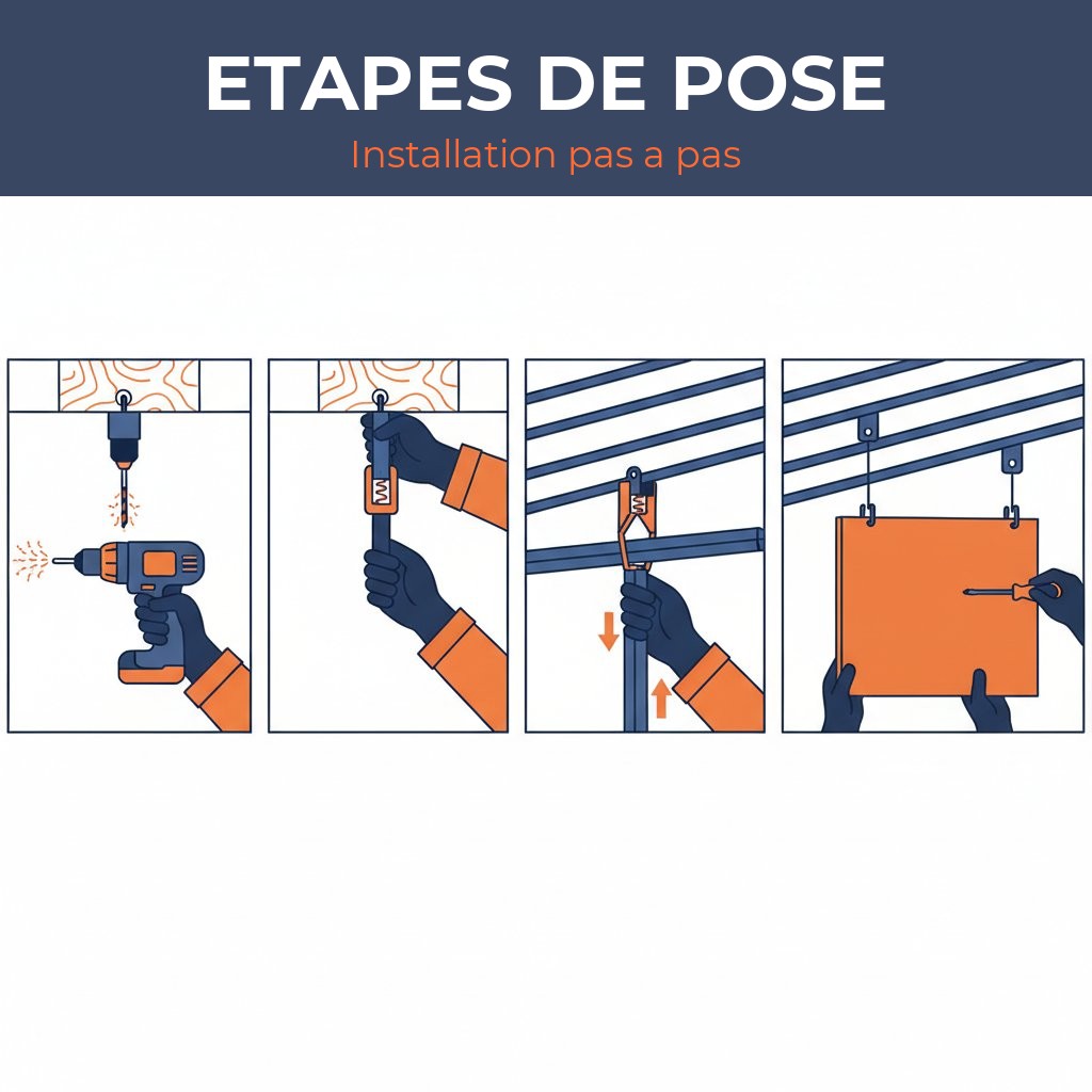 Suspente placo - étapes de pose et installation au plafond