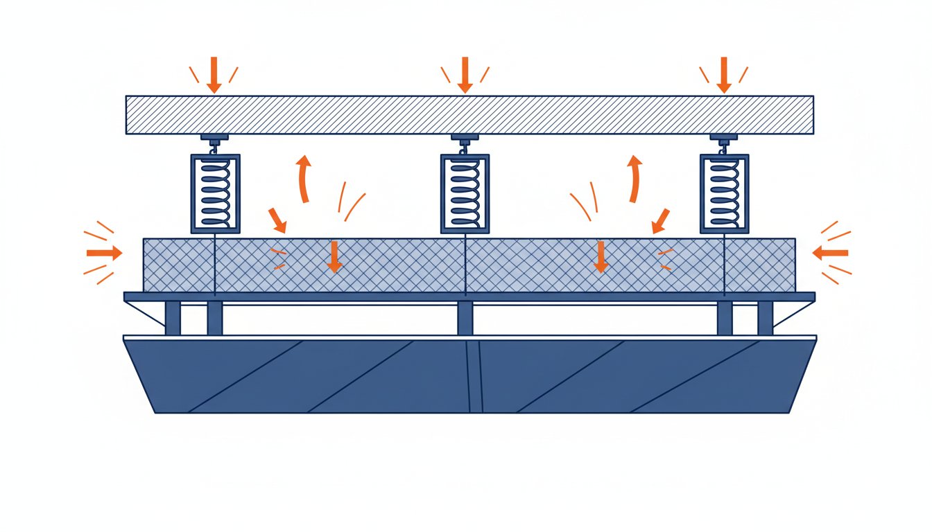 Faux plafond comment faire - coupe technique de l'isolation acoustique masse-ressort-masse