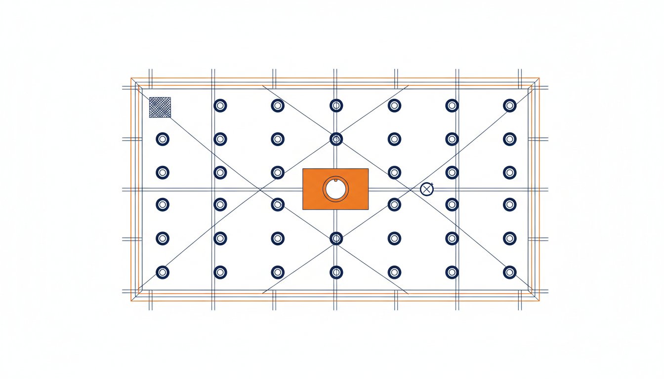 Faux plafond pour cuisine - plan d'implantation des spots LED, VMC et conduit de hotte