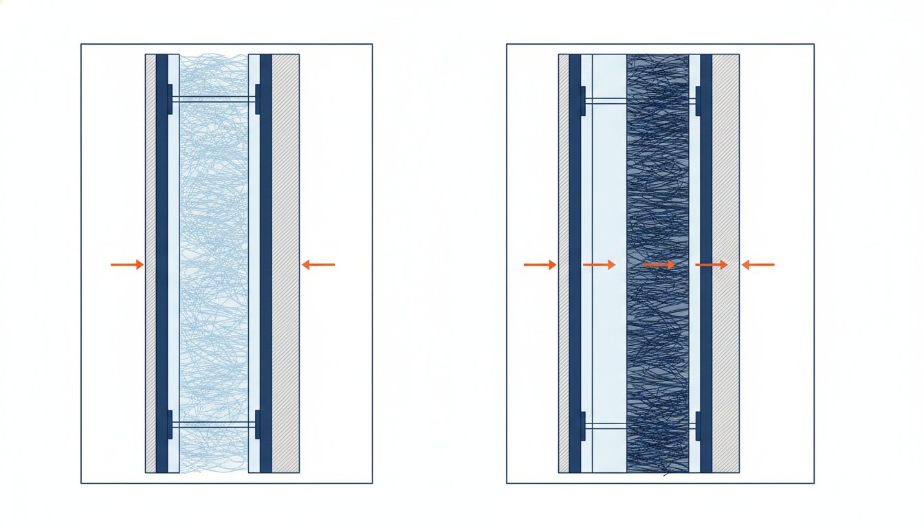 Isolation phonique cloison placo - comparaison simple ossature et double ossature desolidarisee