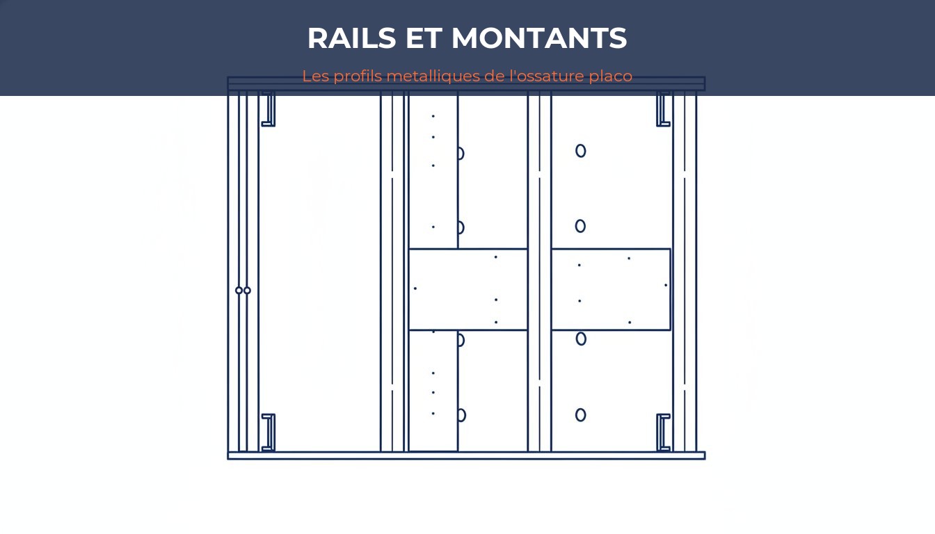 Ossature metallique placo - profils rails et montants metalliques pour cloison placo