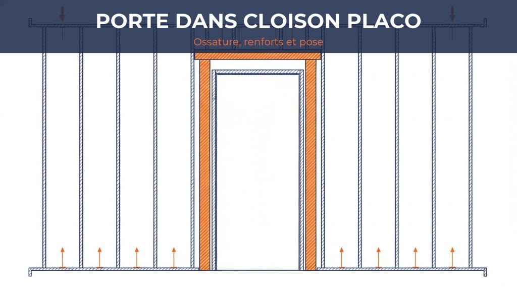 Porte dans cloison placo - ossature renforcée autour de l ouverture