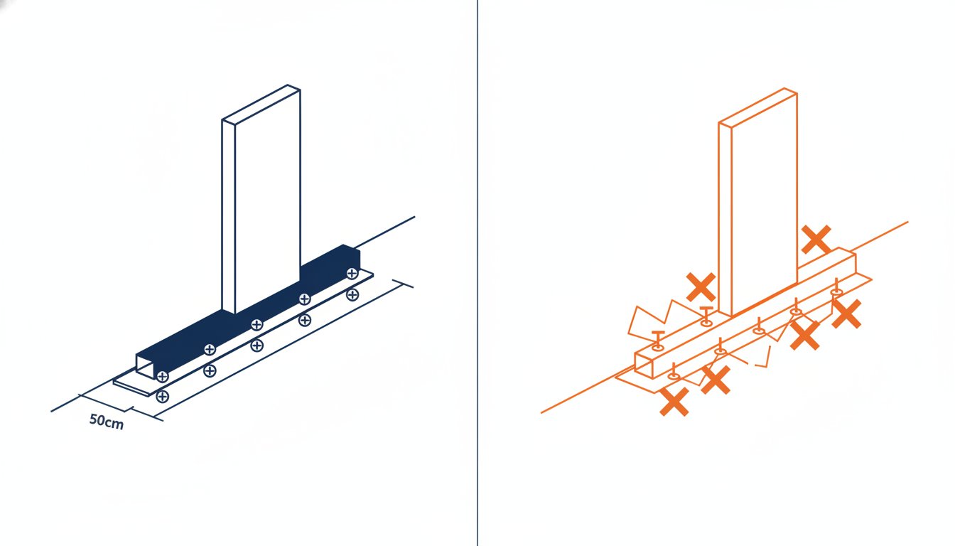 Rail placo pose - erreurs fréquentes et corrections conformes DTU