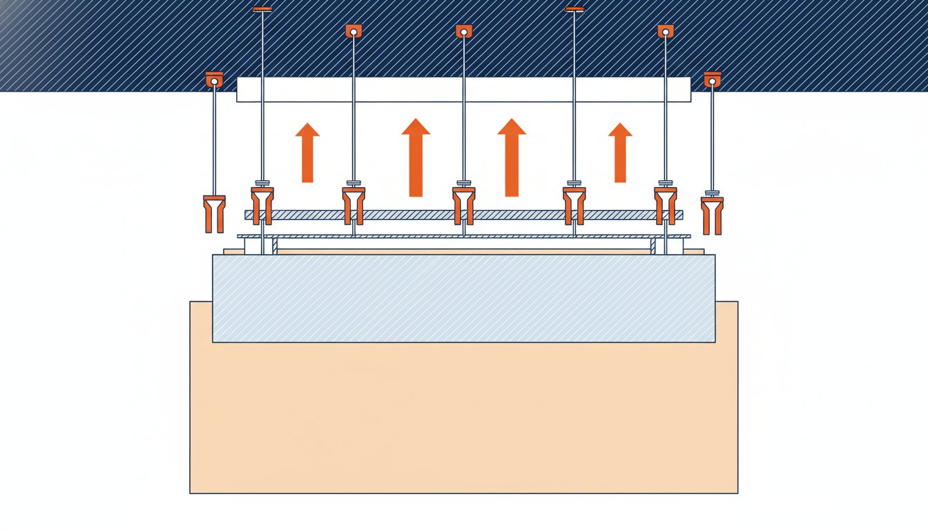 Suspente faux plafond - coupe technique du système d'accroche