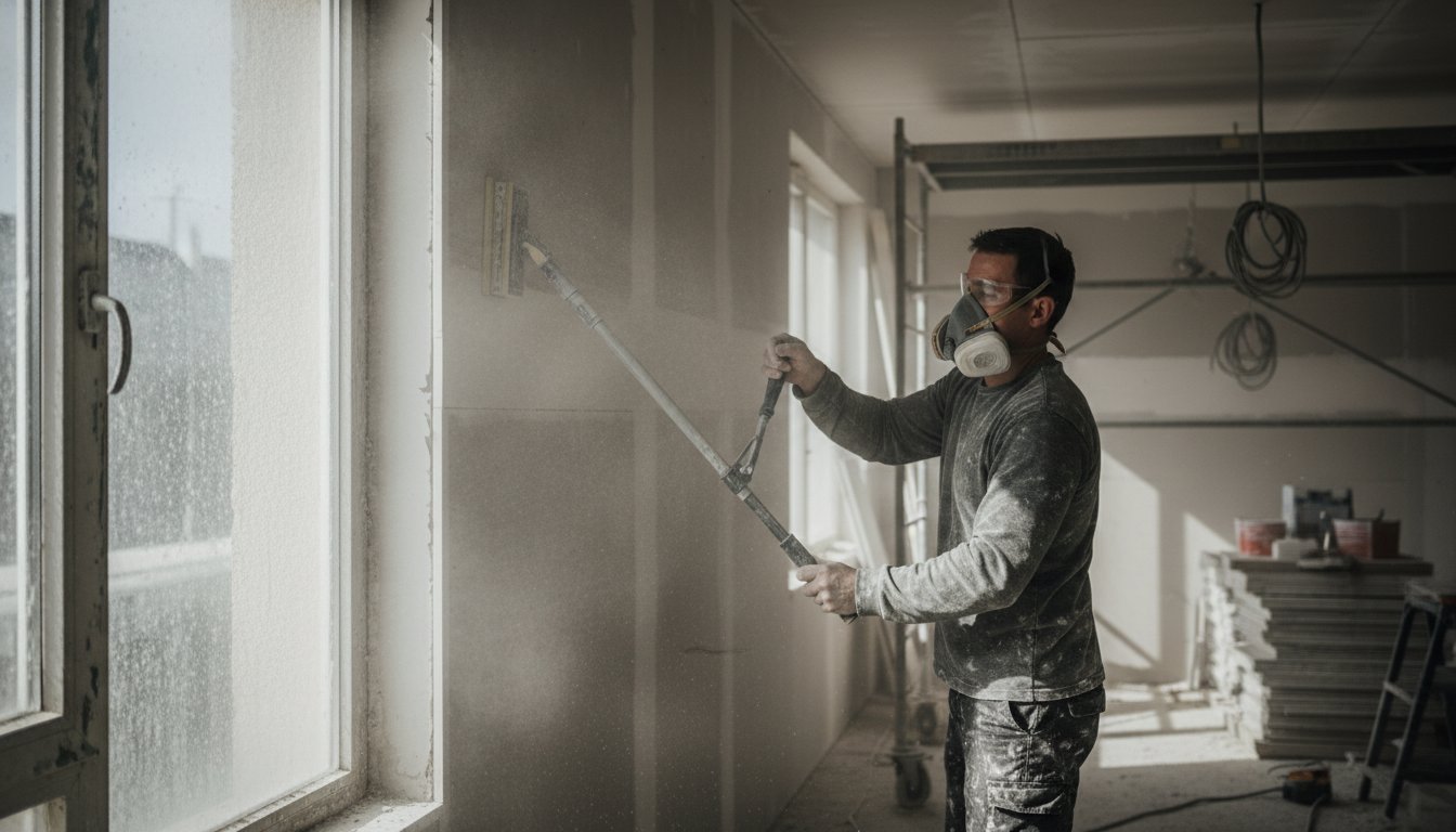 Bande calicot placo - ponçage de finition d'un joint sec avant peinture