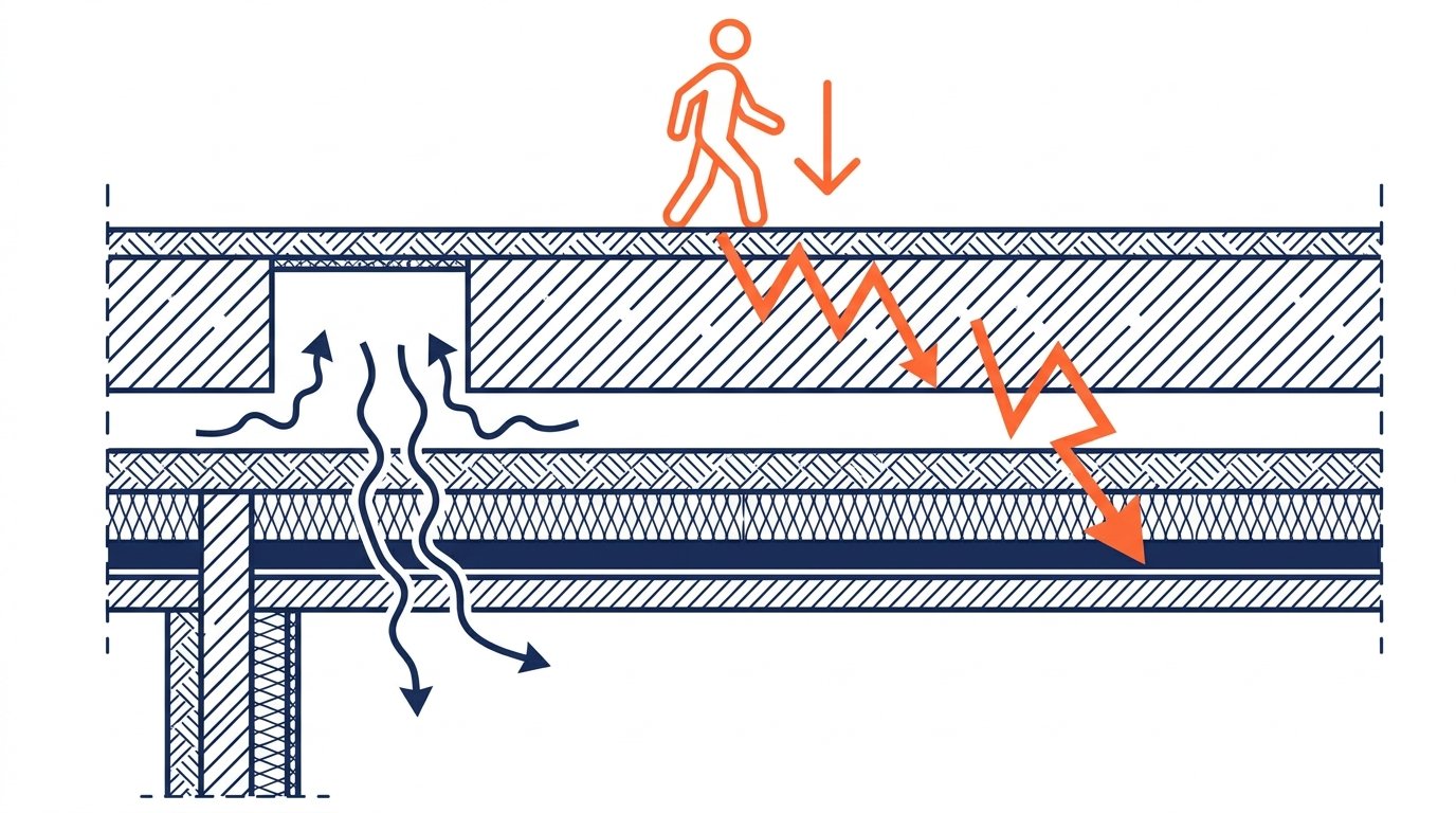 Bruit impact plafond solution - propagation du bruit solidien et aerien dans la dalle
