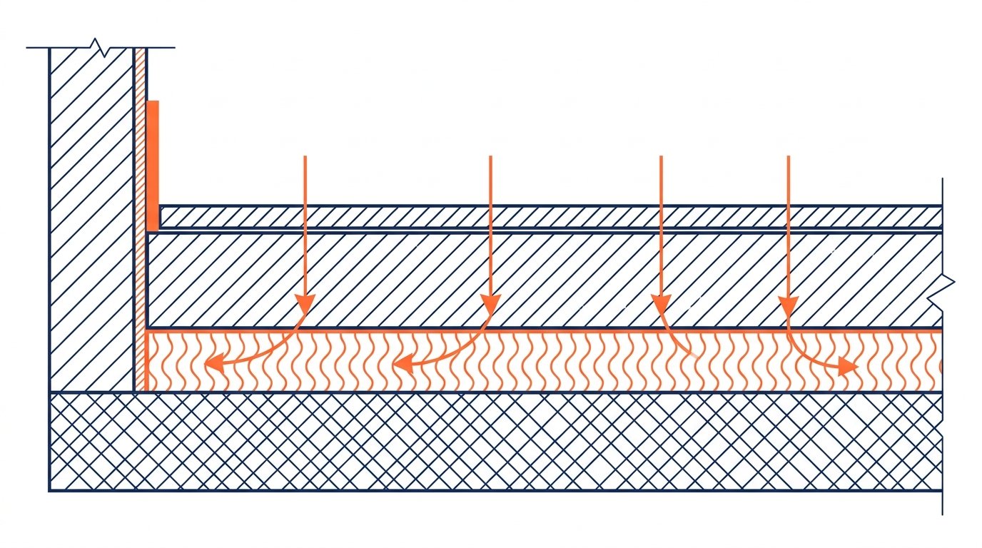 Bruit impact plafond solution - chape flottante et sous-couche resiliente au sol