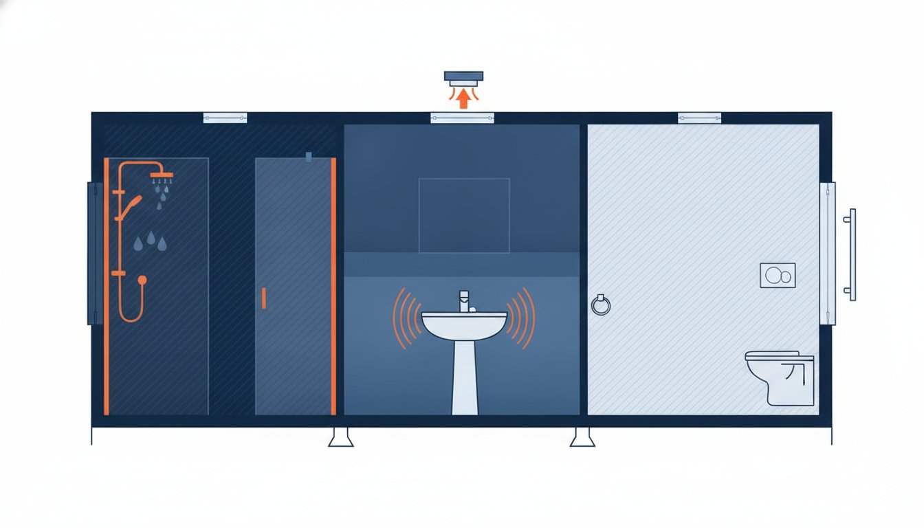 Norme DTU pièce humide - zones de projection d'eau dans une salle de bain (douche, vasque, zone sèche)