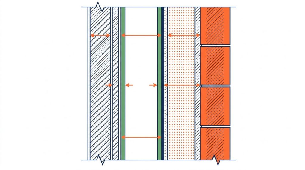 Placo salle de bain pose - coupe du mur hydrofuge avec ossature membrane et carrelage