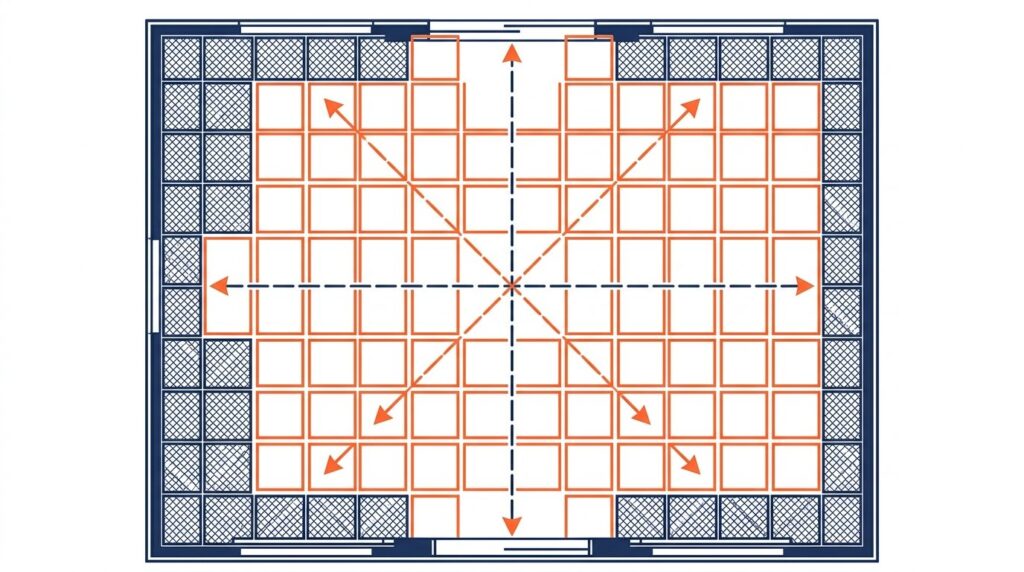 Calepinage carrelage methode - plan de pose avec axes centres