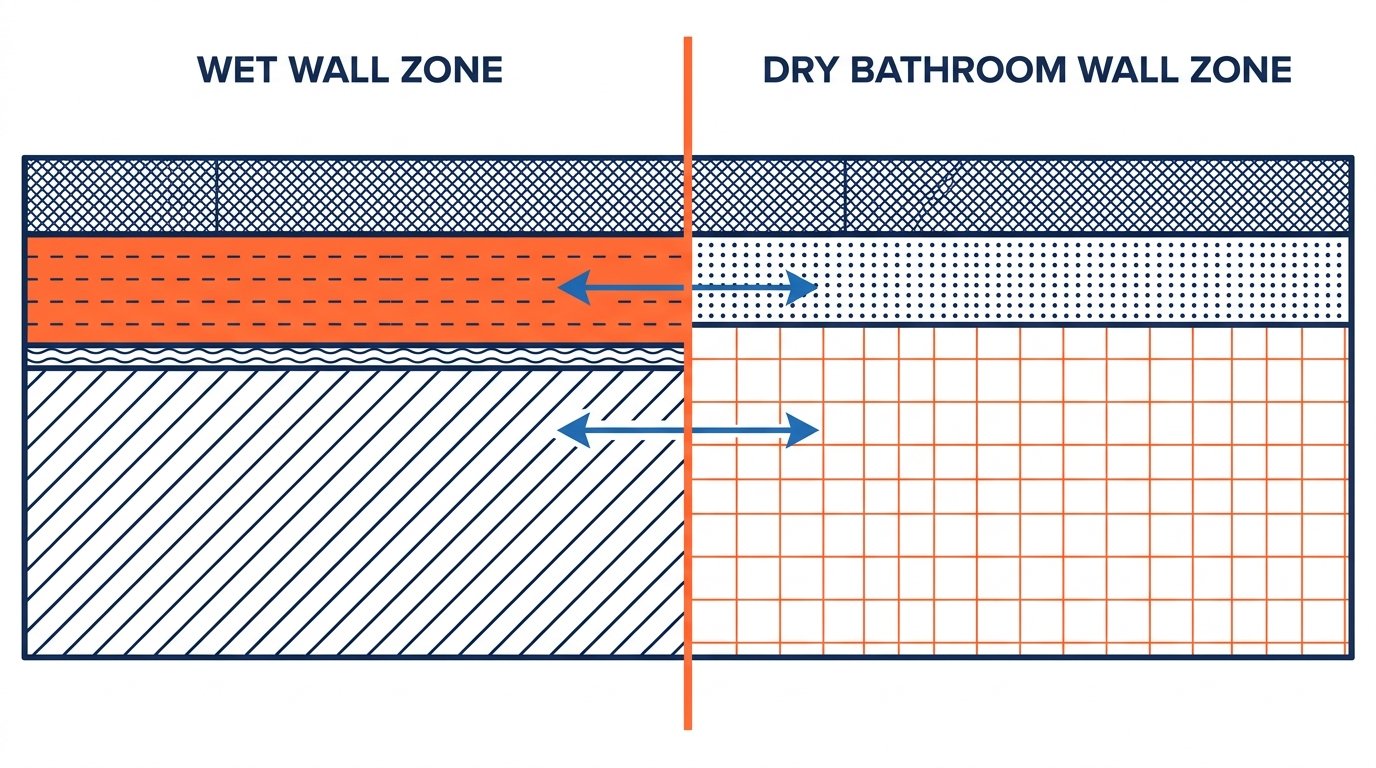 Choix colle carrelage salle de bain - comparaison mur de douche étanché et mur sec standard