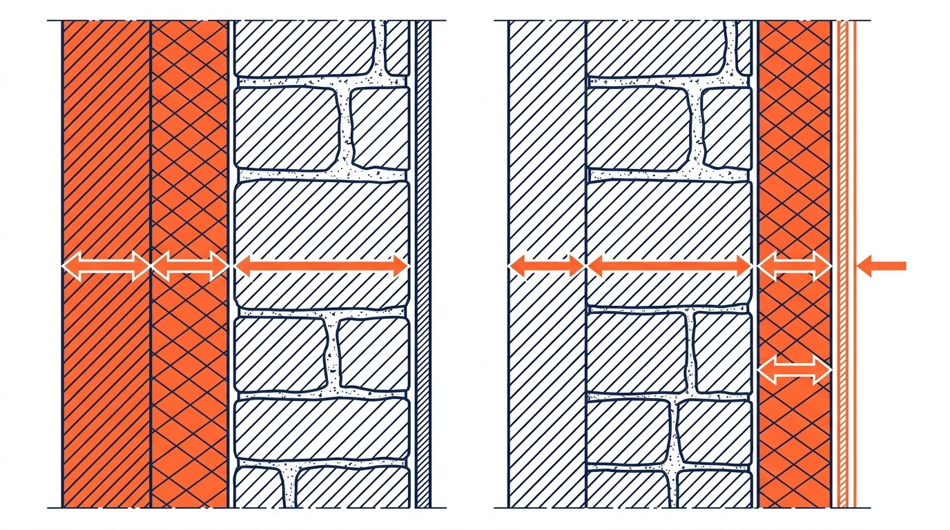 DPE maison ancienne - comparaison isolation des murs par l'extérieur et par l'intérieur