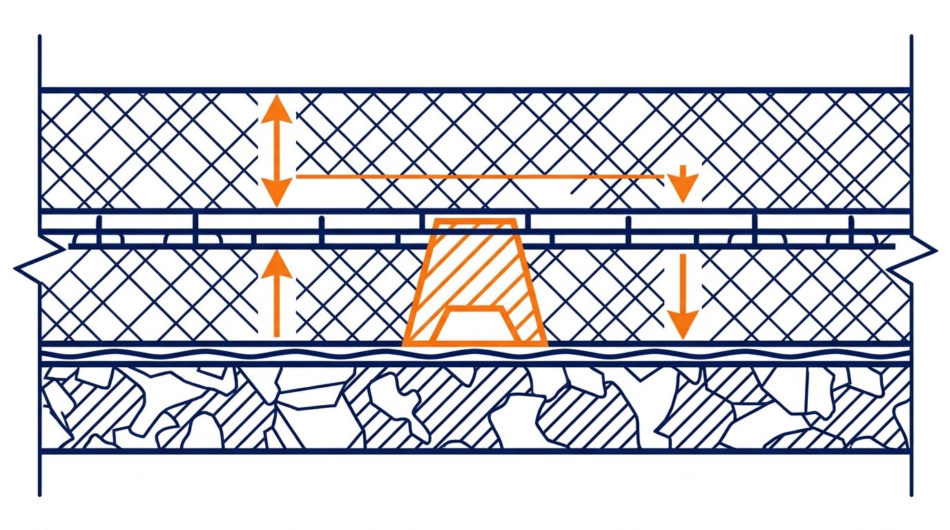 Ferraillage dalle béton épaisseur - détail de l'enrobage et des cales sous le treillis soudé