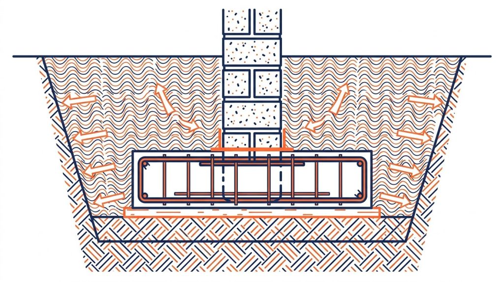 Fondation béton maison - coupe d'une semelle filante en béton armé