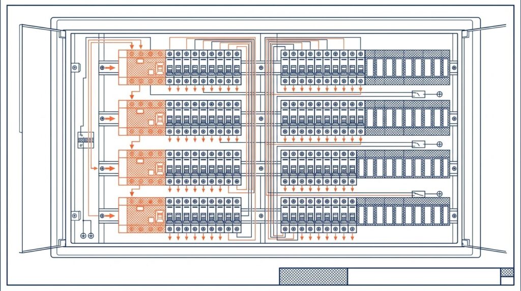Tableau electrique maison - coffret de repartition a quatre rangees de modules