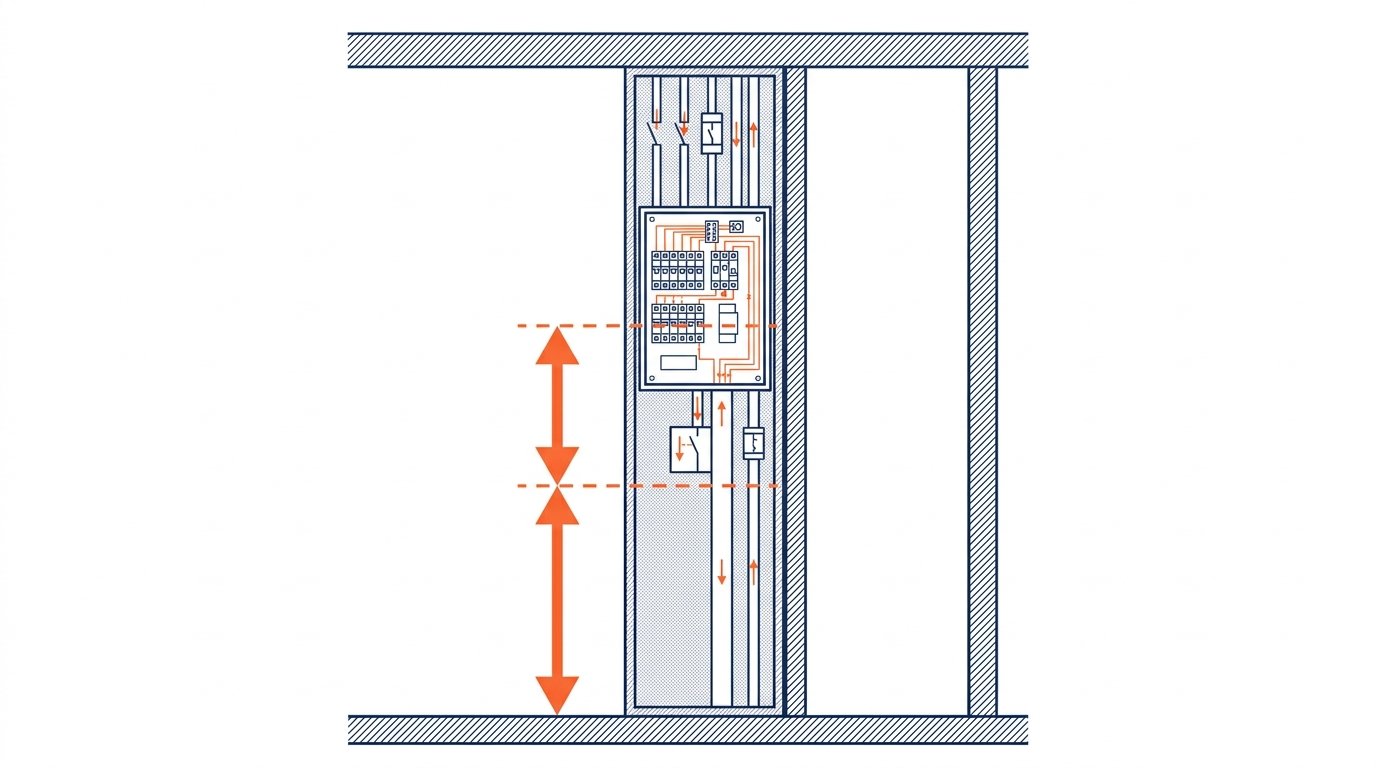 Tableau electrique maison - implantation dans la gaine technique et hauteur reglementaire des manettes