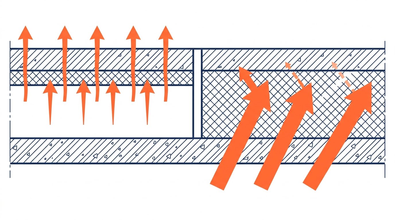 Épaisseur isolation dalle béton - comparaison isolant fin et isolant épais sous dalle