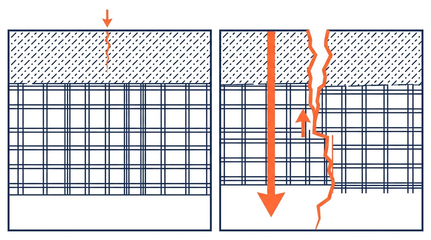 Fissure dalle béton réparation - comparaison entre une fissure superficielle et une fissure structurelle