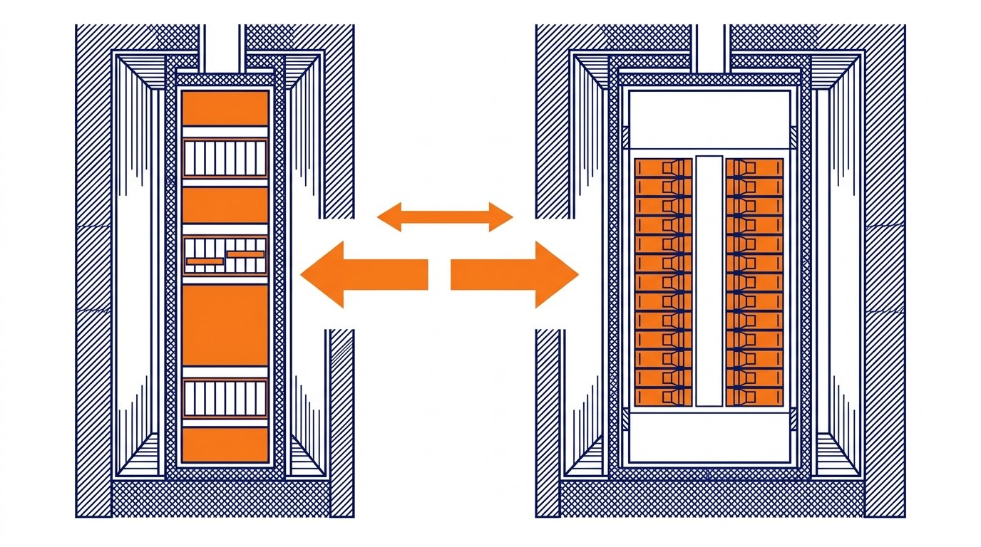 Gaine technique logement GTL - comparaison dimensions 250mm et 355mm norme NF C 15-100