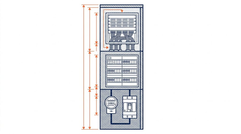 Gaine technique logement GTL - schema technique disjoncteur tableau electrique coffret communication