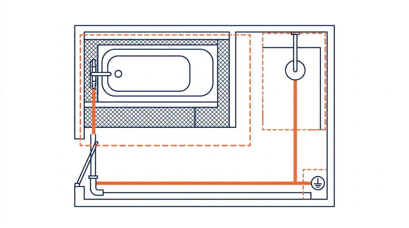 Diagnostic électrique conformité norme - zones de sécurité de la salle de bain et liaison équipotentielle