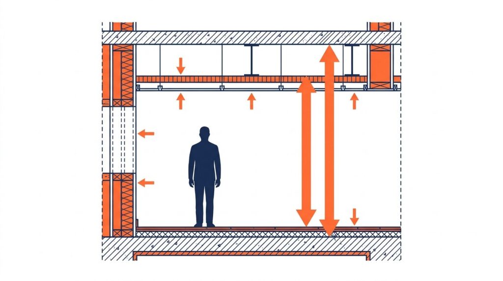 Hauteur mini sous plafond norme - schéma de la hauteur réglementaire d'une pièce