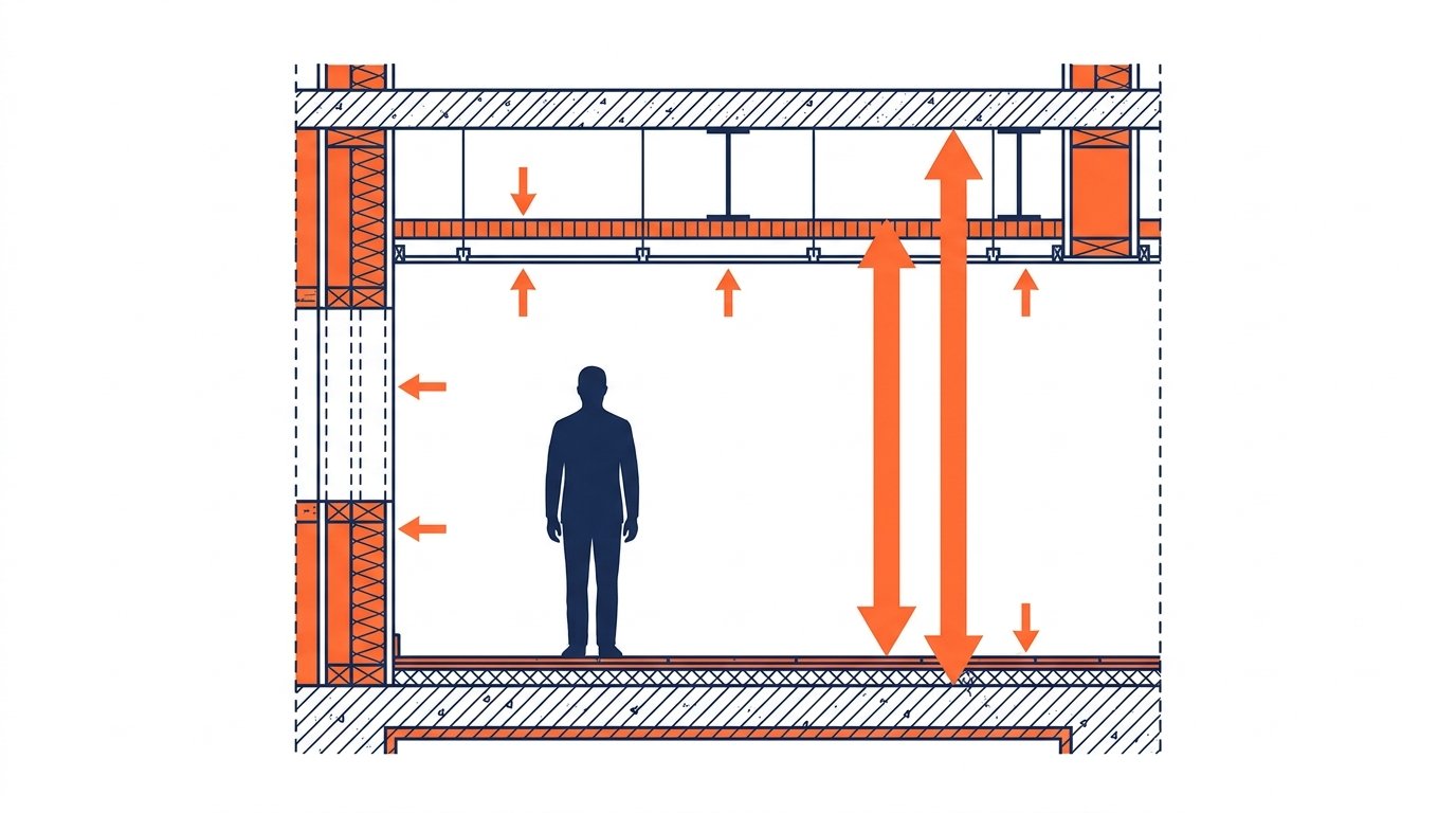 Hauteur mini sous plafond norme - schéma de la hauteur réglementaire d'une pièce