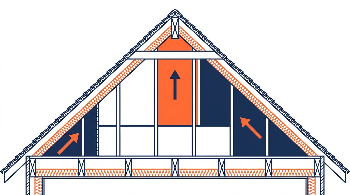 Hauteur mini sous plafond norme - coupe de combles aménagés avec zones de hauteur différentes
