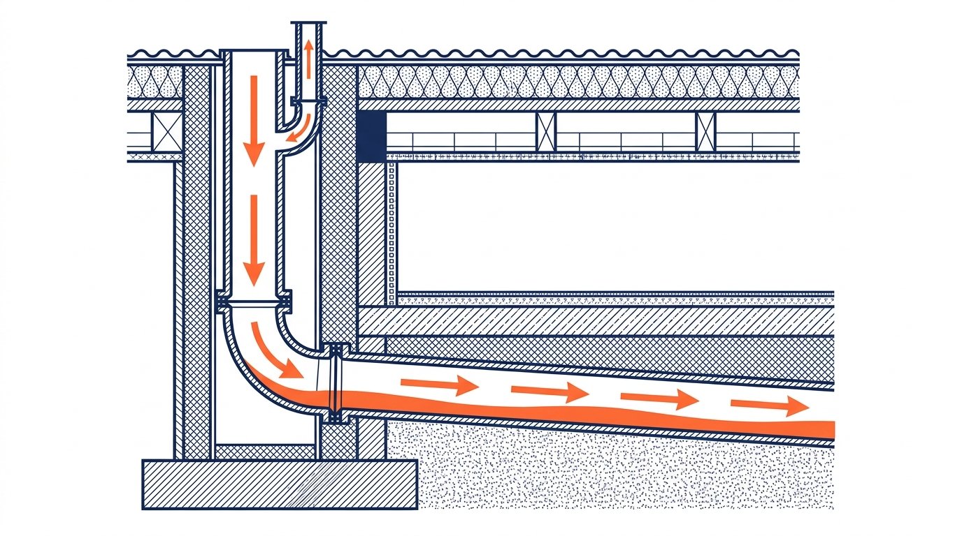 Pente évacuation eaux usées norme - raccordement ventilation primaire chute et collecteur