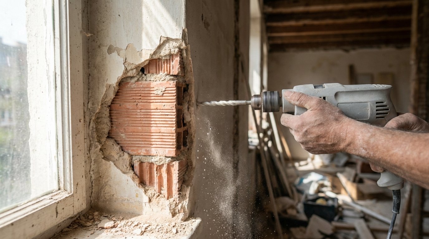 Fixation TV cloison fragile rénovation - perçage d'une cloison ancienne en brique plâtrière